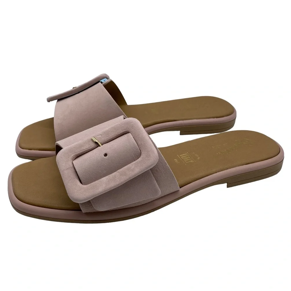 Seychelles Sandals Manhattan Slide Blush Pink Suede Leather Womens Casual NEW